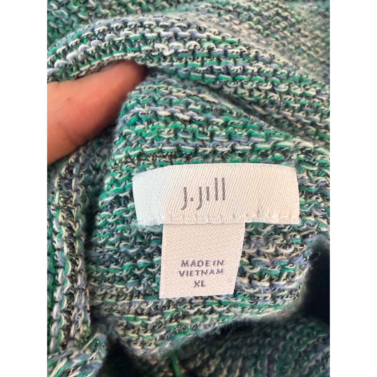 J Jill Marled Textured Turtleneck Sweater Green Blue Purple Knit XL - Image 7