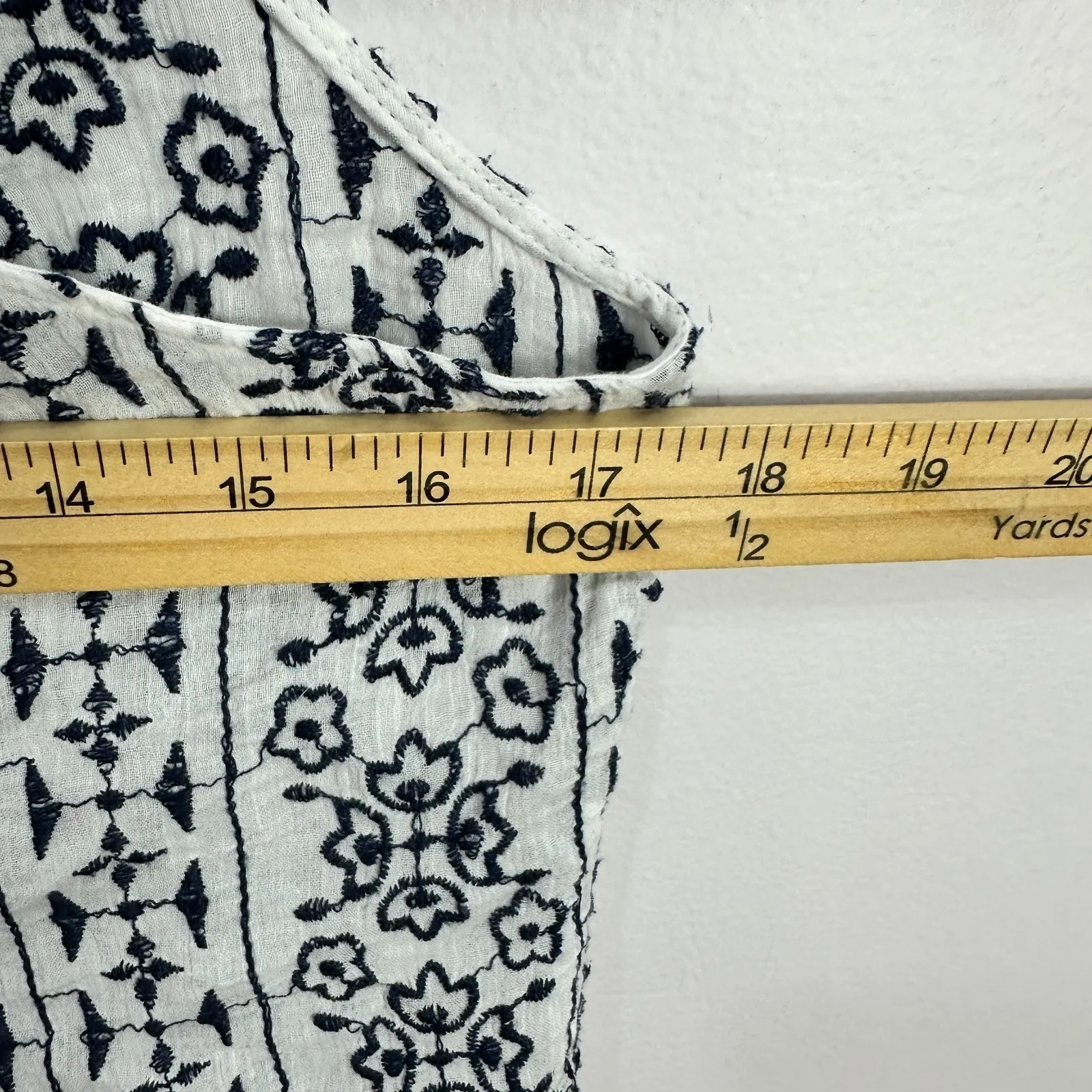 Ann Taylor LOFT Petites XSP Blue Embroidered Sleeveless‎ Top Cottagecore Boho - Image 5