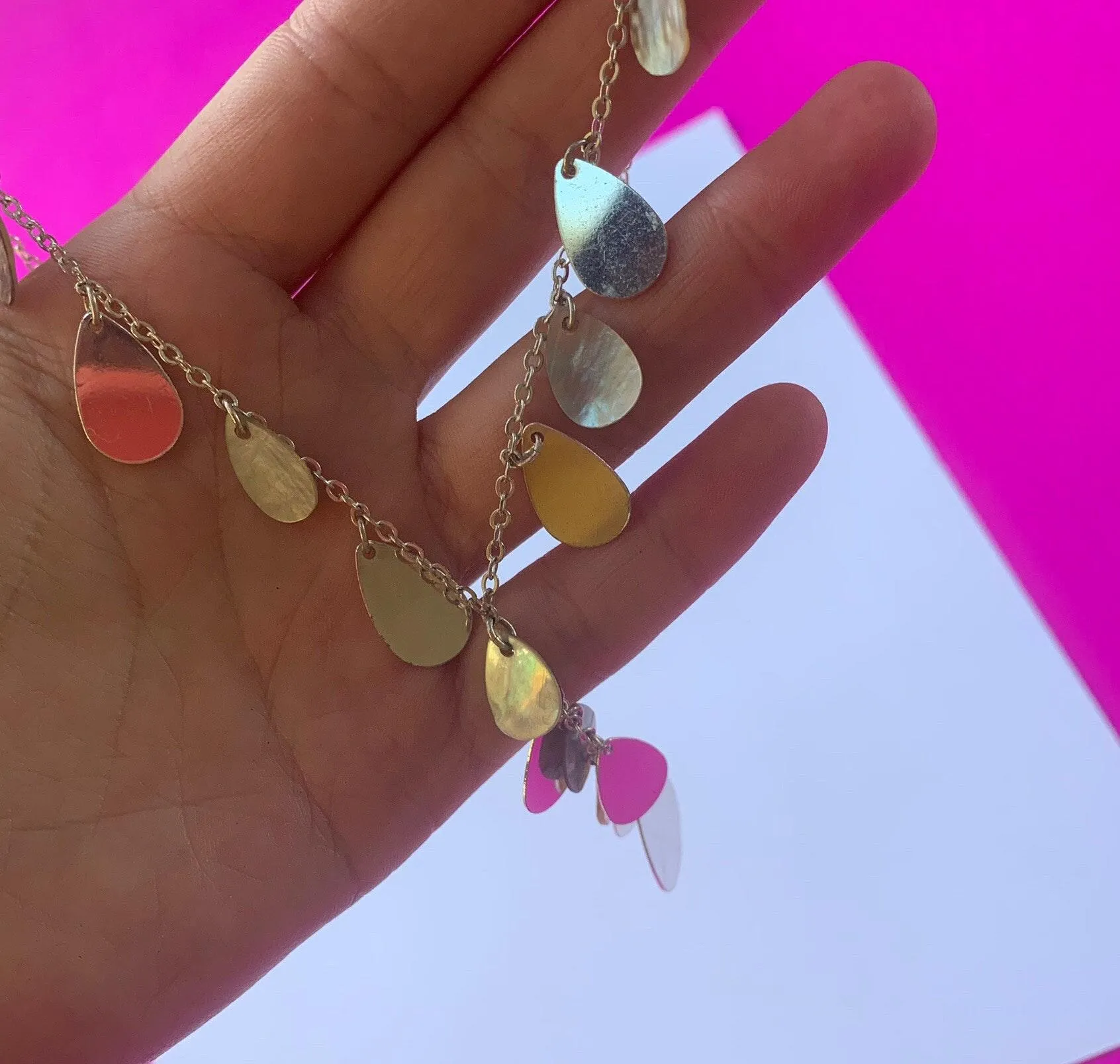 ❁⚓︎✌︎abalone silver delicate Y necklace ❁ - Image 2