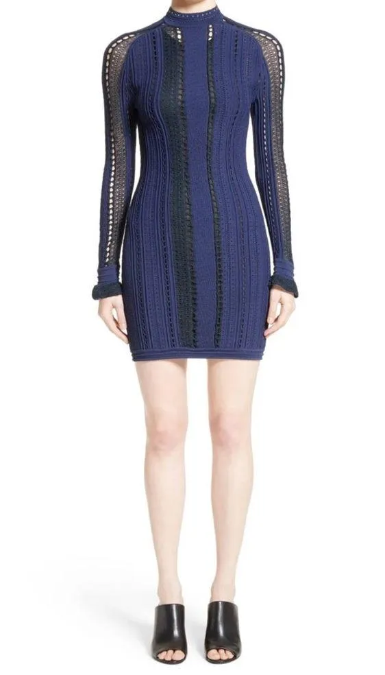 3.1 Phillip Lim Navy Lace Blue Long Sleeve Mini Dress - Image 7