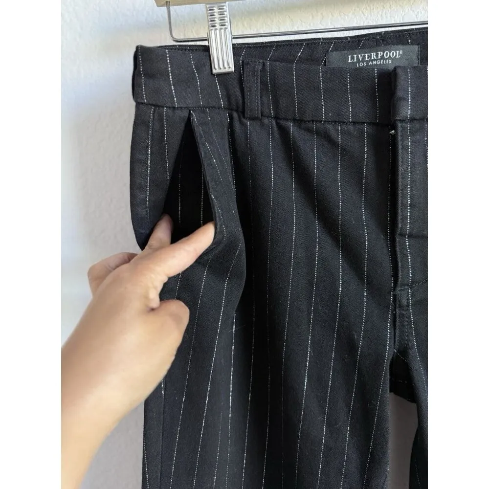 Liverpool Women's Mid-Rise Flare Trouser Pants Shimmer Pinstripe Denim Size 4/27 - Image 4