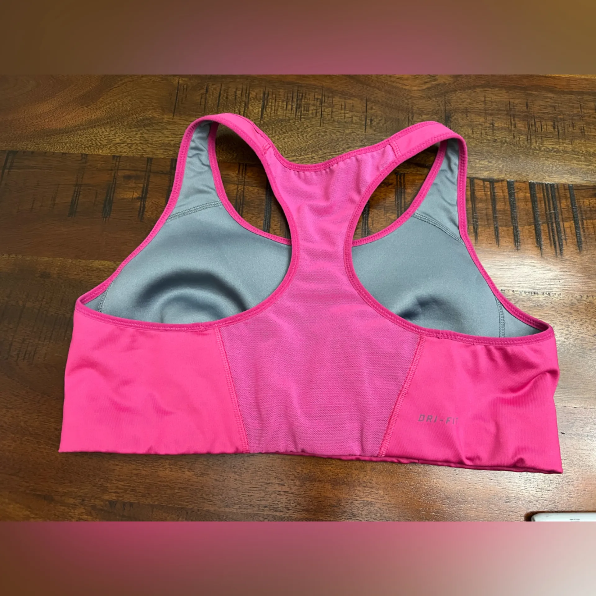 Nike Dri-FIT Sports Bra | Size L | Pink Racerback Compression - Image 2
