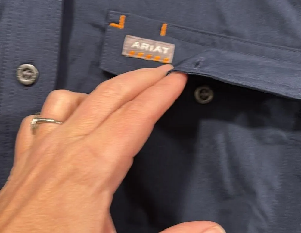 Ariat Navy REBAR MADE TOUGH VENTTEK DURASTRETCH LONG-SLEEVE WORK SHIRT Small - Image 5