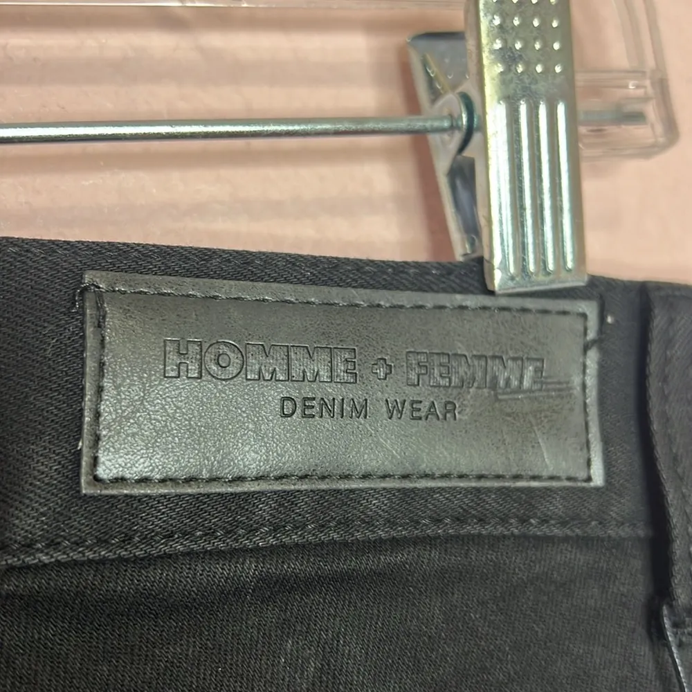 Homme + Femme Glitter Side Skinny Distressed Jeans Black. Size 28 Black - Image 9