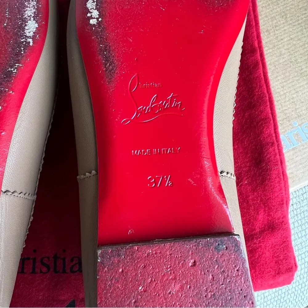 Christian Louboutin Mamadrague Leather Ballerina Flats in Beige Tan - Image 9