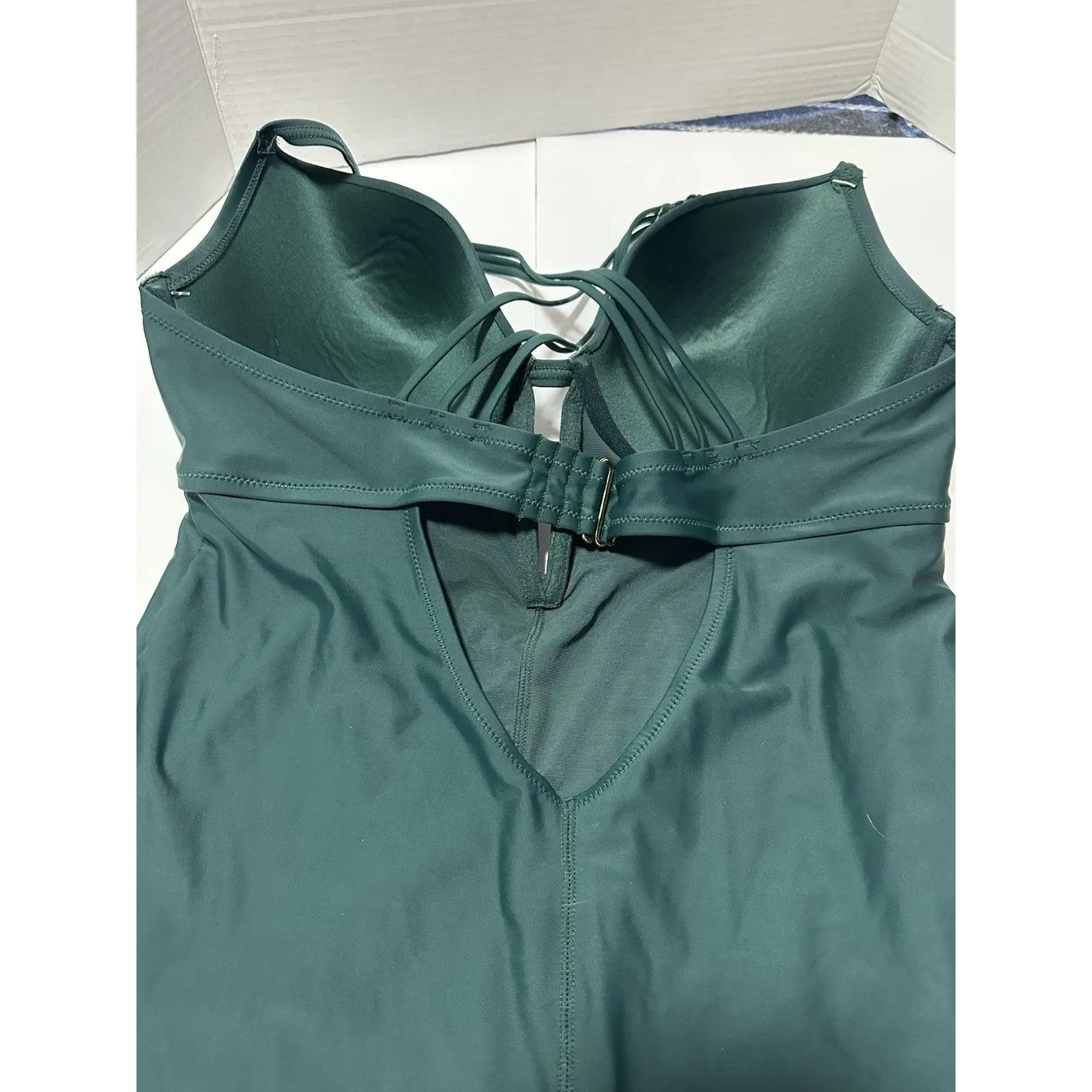 Adore Me Women's Zola One Piece Swimwear in June Bug Green Size 38 DDD - Image 8