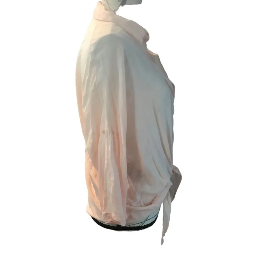 Brandy Melville Peach Crop Blouse Ties Front Size 1X - Image 3