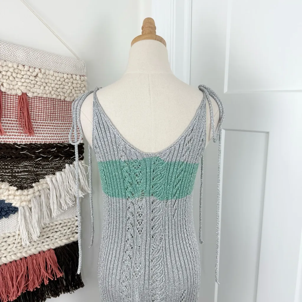 Zadig & Voltaire Jessy Silver Metallic Knit Midi Dress Sz S - Image 10