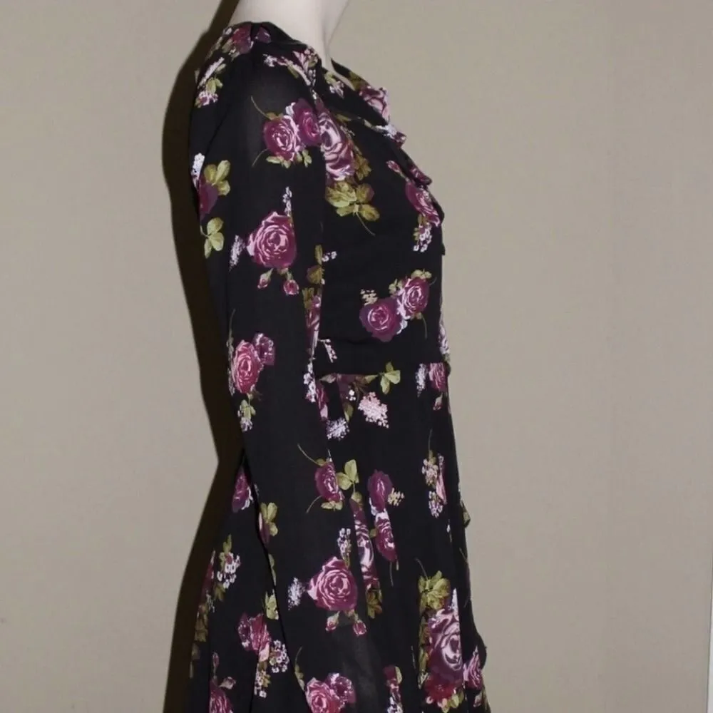 Takara Wrap‎ Dress Spring Floral Ruffled V Neck Size Small - Image 5