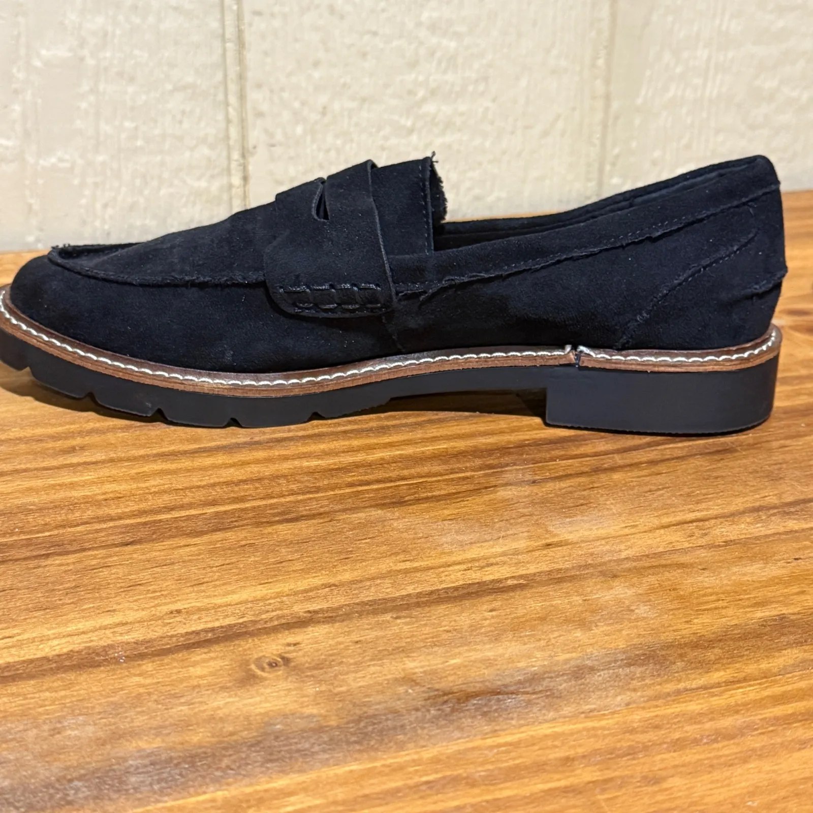 Anne Klein Women's Black Suede Loafers Size 9.5M Block Heel Comfort Flat - Image 4