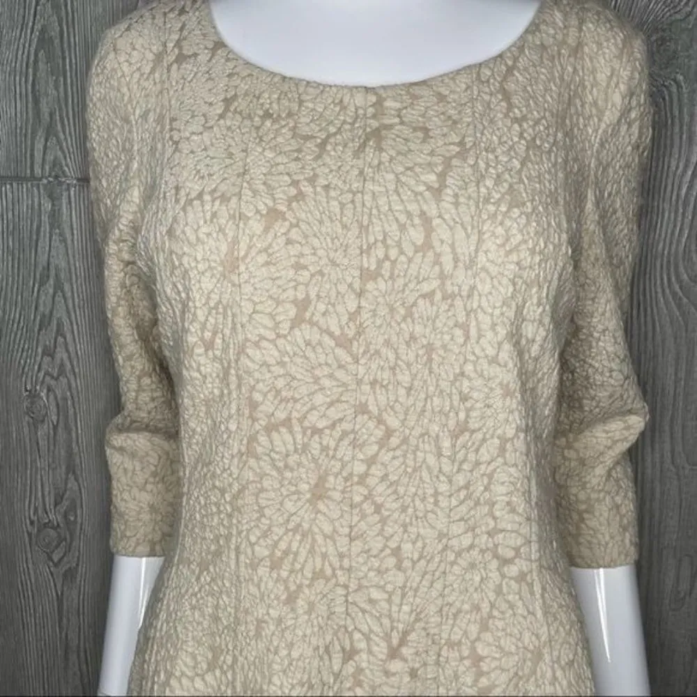 Tan floral just Taylor long cropped sleeve dress fit and flare event formal wedd Size 10 - Image 2