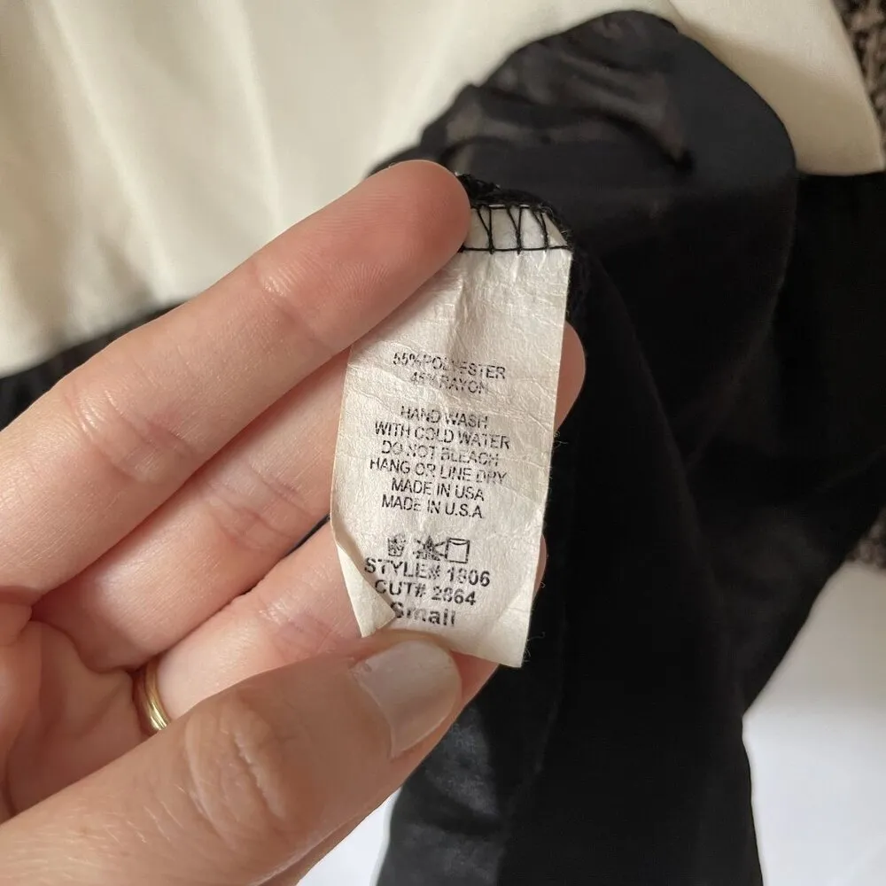 Entro black and white knit chiffon long sleeved sweater top casual women size S - Image 5