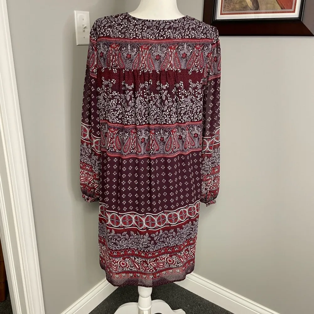 One September Vella Tunic Dress Red Medium Anthropologie Shirt Dress Boho - Image 5