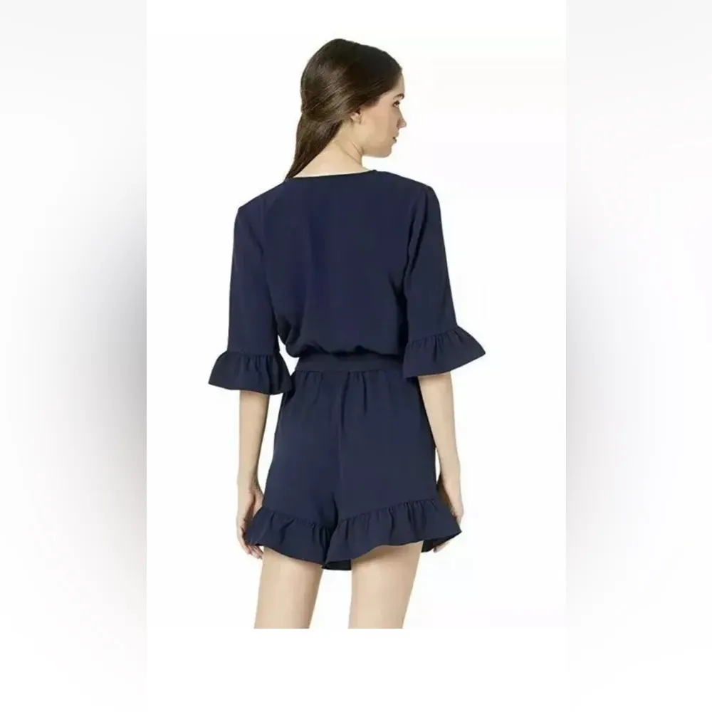 NWOT Trina Turk Romper XS Navy faux wrap belted-like new!! - Image 5
