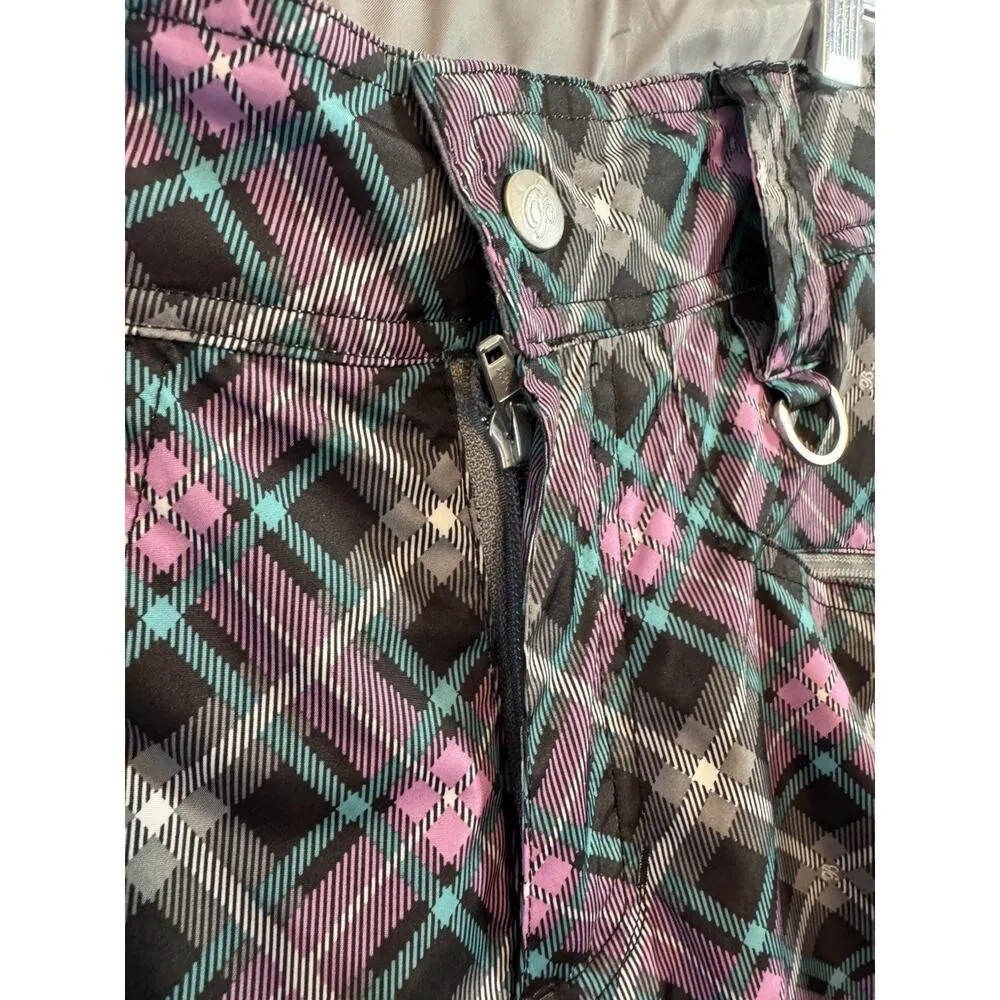 Betty Rides Women's Medium Pink Black Blue Ski Snowboarding Snow Pants Pockets - Image 3