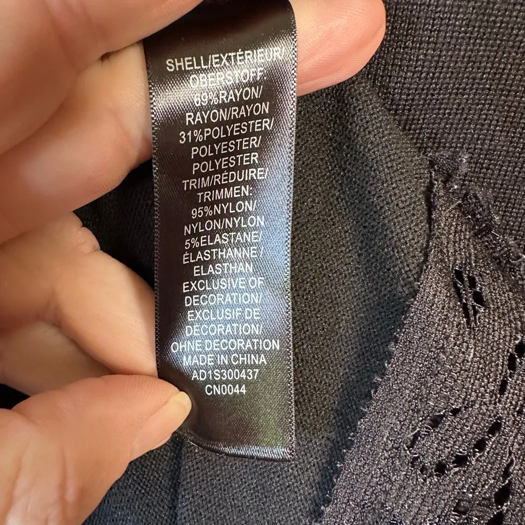 Adrinanna Papell Black Sweater Lace Hem Detail Size XL Holiday Party‎ Preppy - Image 6