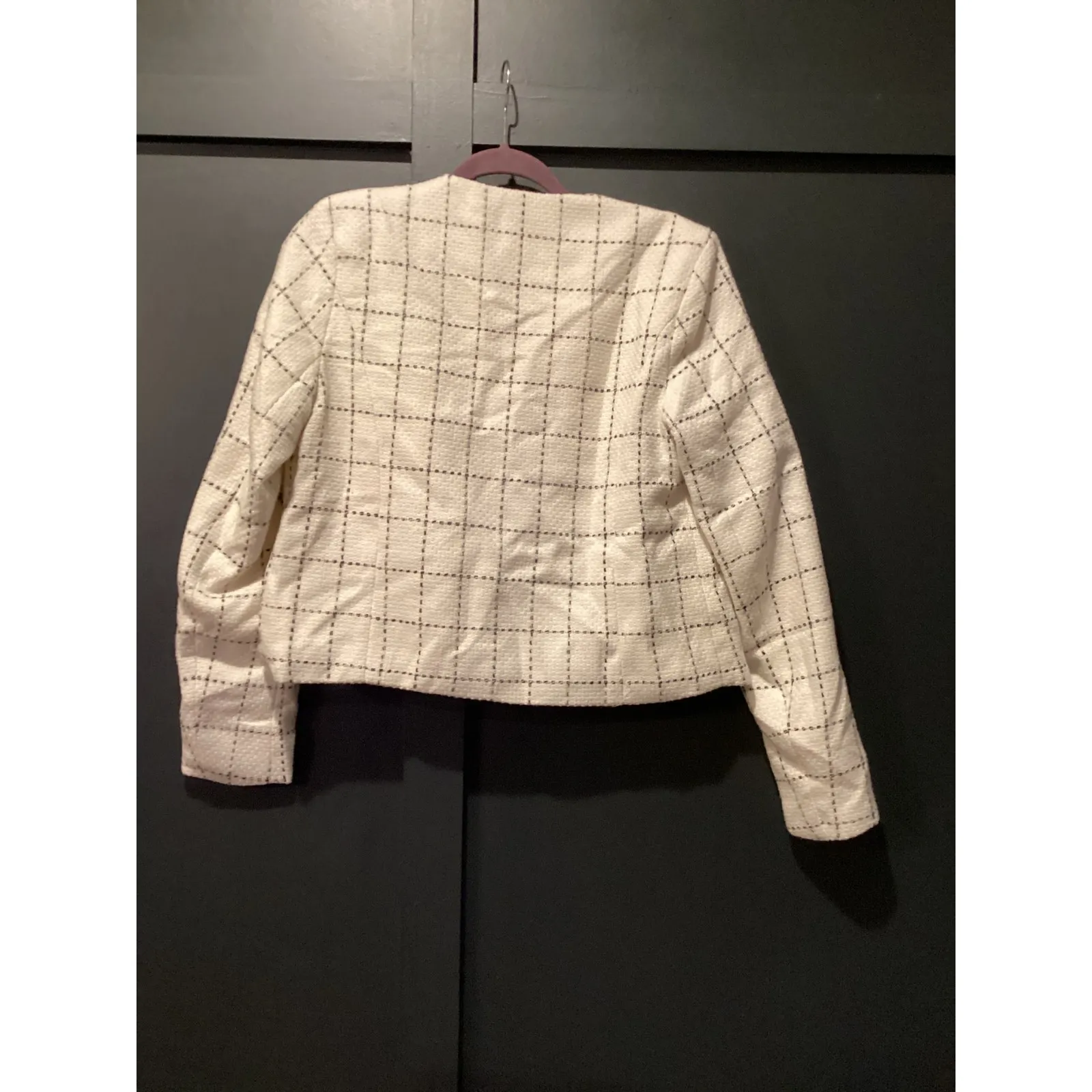 Anthropologie Bishop + Young Tweed Cropped Jacket wool blend ivory blazer S NWT - Image 3