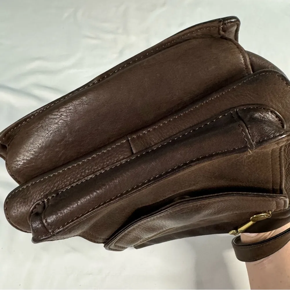 VTG Fossil Brown Leather Square Crossbody Purse  Small Bag Pockets 75082 Classic - Image 7