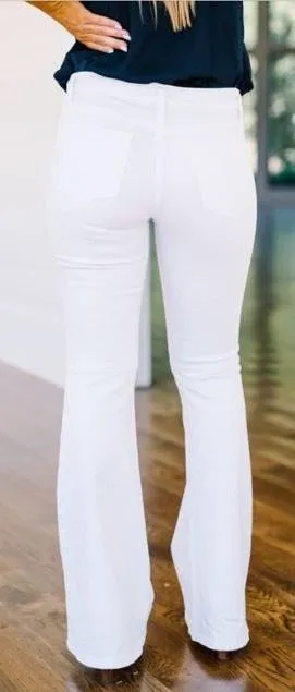 These Three Boutique Stretchy White Flares - Image 2
