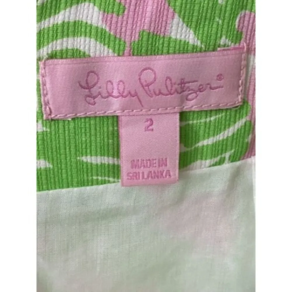Lilly‎ Pulitzer Sunnyside Skirt | Size 2 | Pink Green Lion Print | Crochet/Lace - Image 6