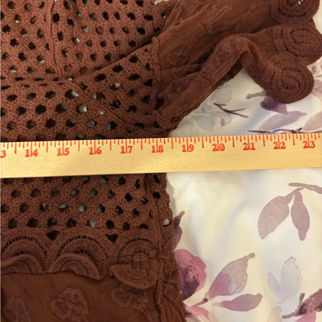 Daytrip Crochet Lace Top in Deep Brown - Image 4