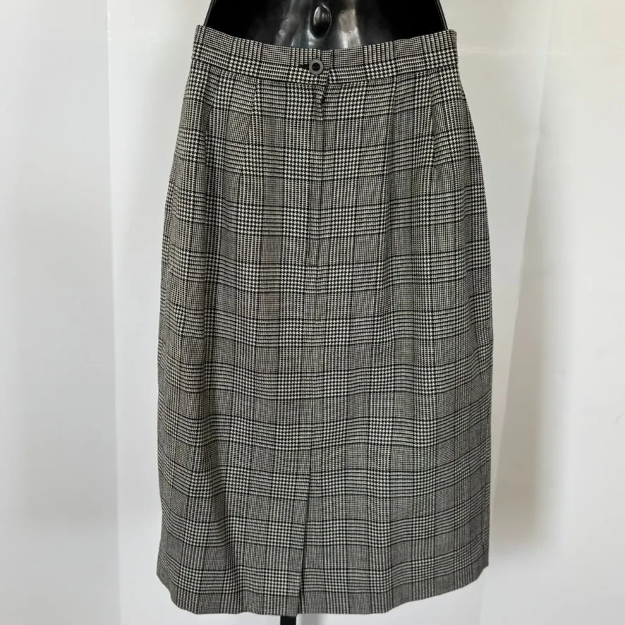 Vintage Talbots 100% Wool Pencil Skirt Sz 6 Houndstooth‎ Classic Academia Twee - Image 3