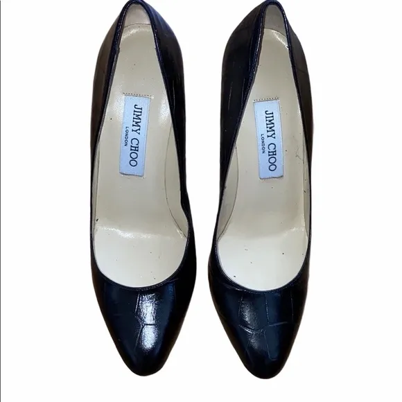 4x HP! Worn once Jimmy Choo black mock crocodile. - Image 2