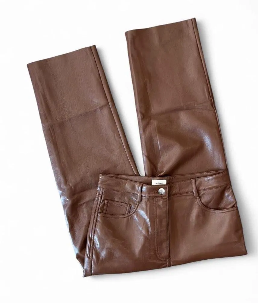 Aritzia Wilfred The Melina Pants Cropped Brown Leather - Image 5