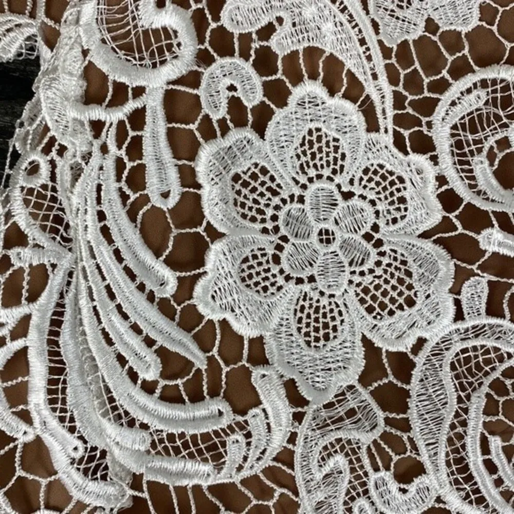 Goldie Ivory & Nude Lace Mini Sleeveless Dress NEW XS - Image 3