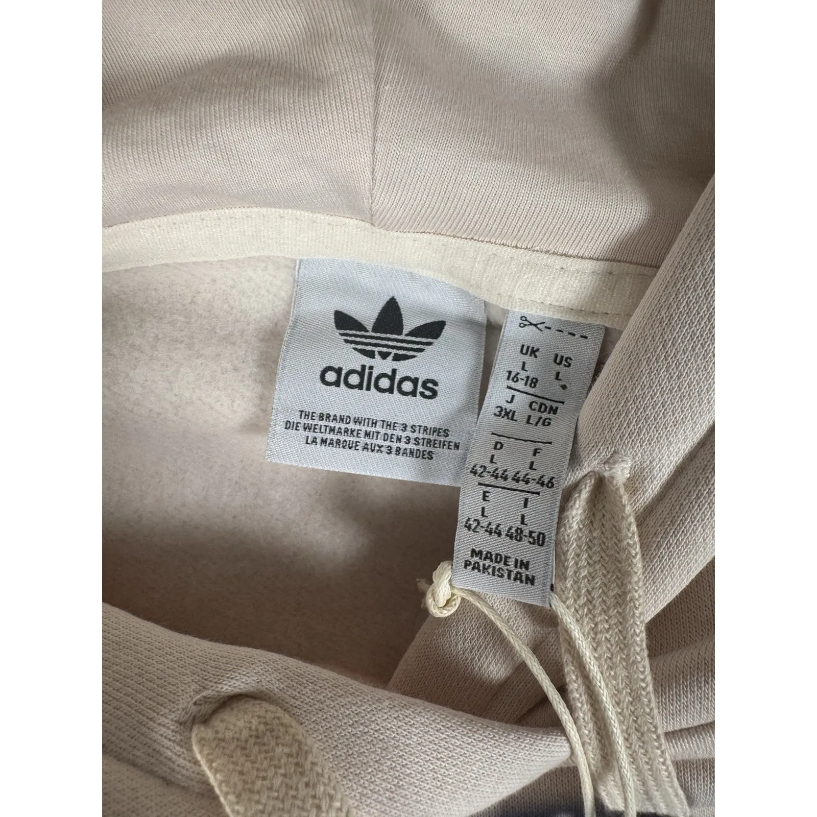Adidas Originals ESS OS Hoodie Center Trefoil Embroidered Large Wonder White NWT - Image 3