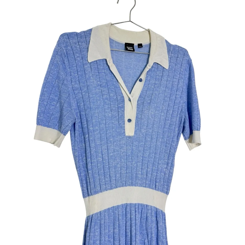 BOSS Polo Knit Midi Dress Blue Size M - Image 5