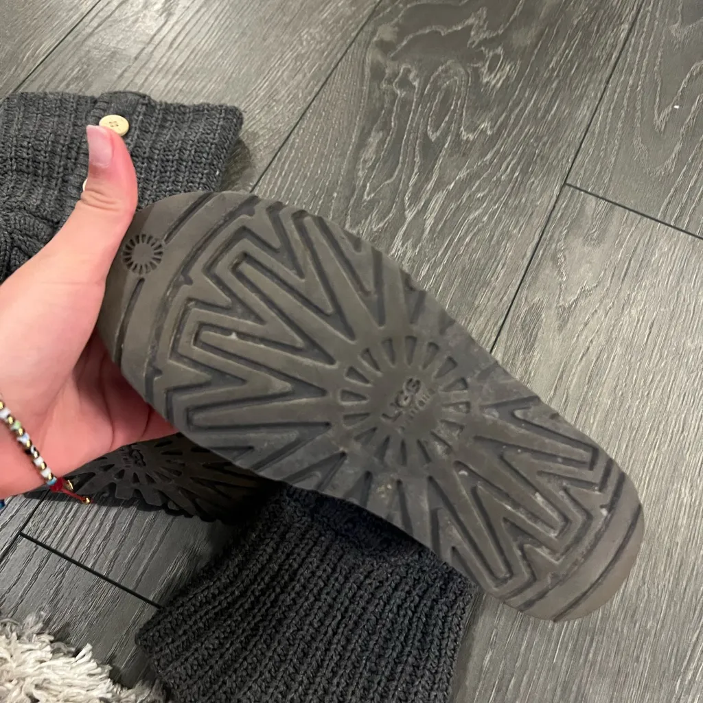 UGG Black Knit Boots with Button Accents - Image 2