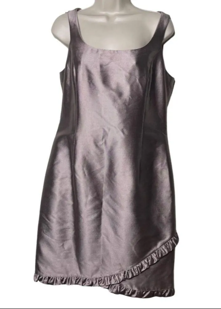 Rickie Freeman for Teri Jon Vintage metallic lavender silk blend dress sz 8 - Image 3
