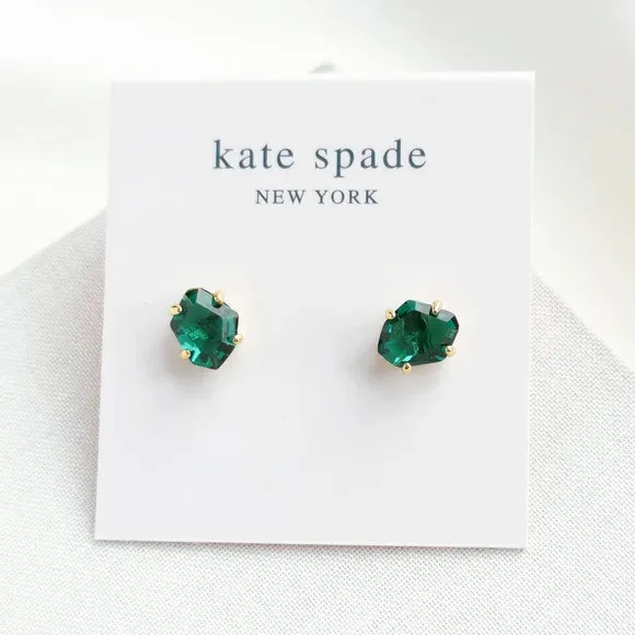 Kate Spade NIB Treasure Trove Studs emerald green gold - Image 2