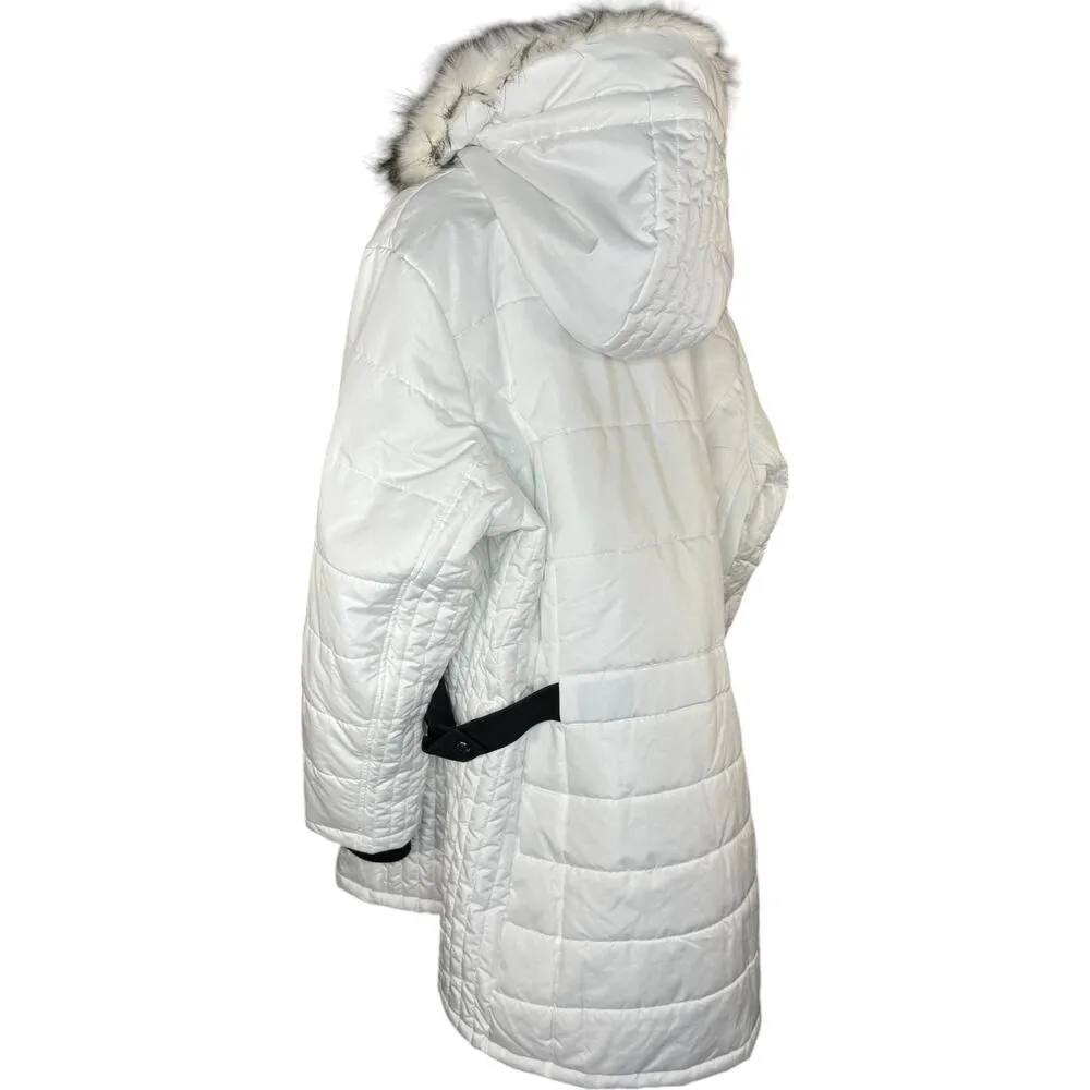 Susan Graver Water Resistant Quilted Puffer Jacket with Hood Thistle White 2X - Image 12