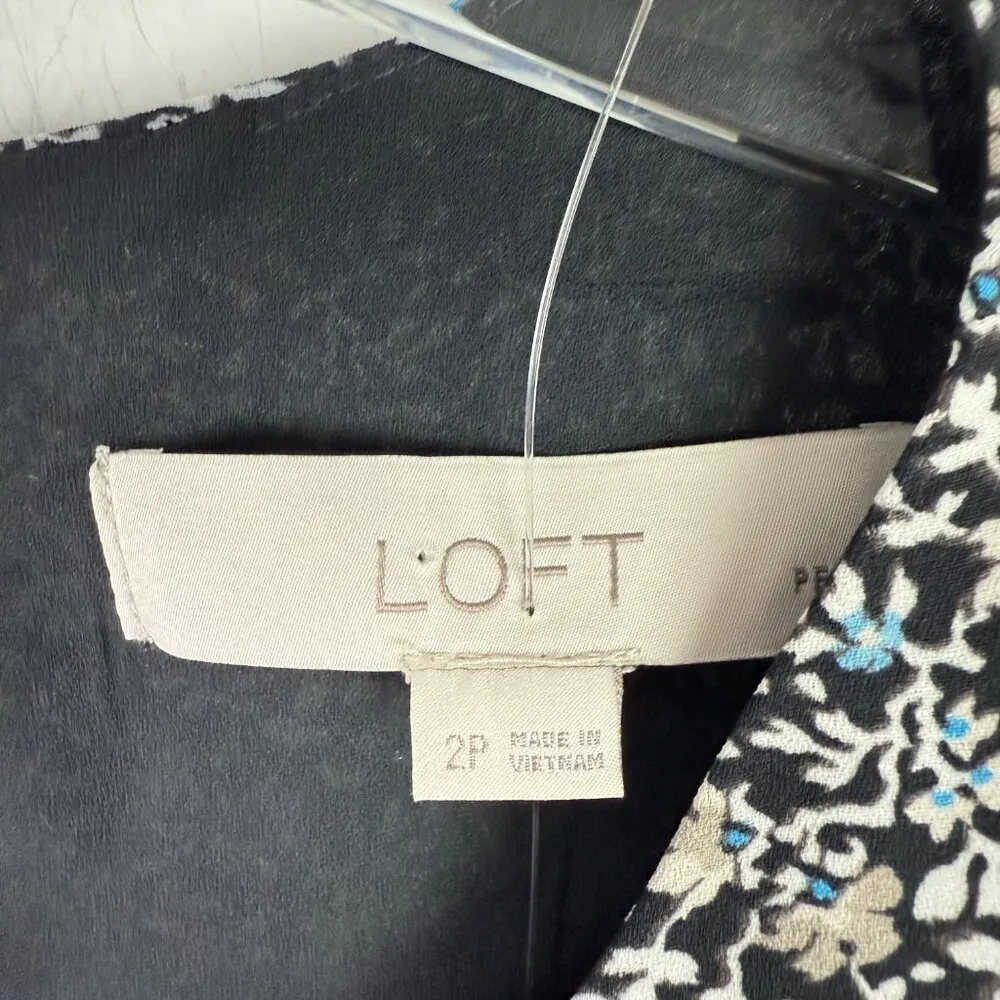 NWT  Floral Long Sleeve Ruffle Dress Black Size 2P 2 Petite NEW - Image 6