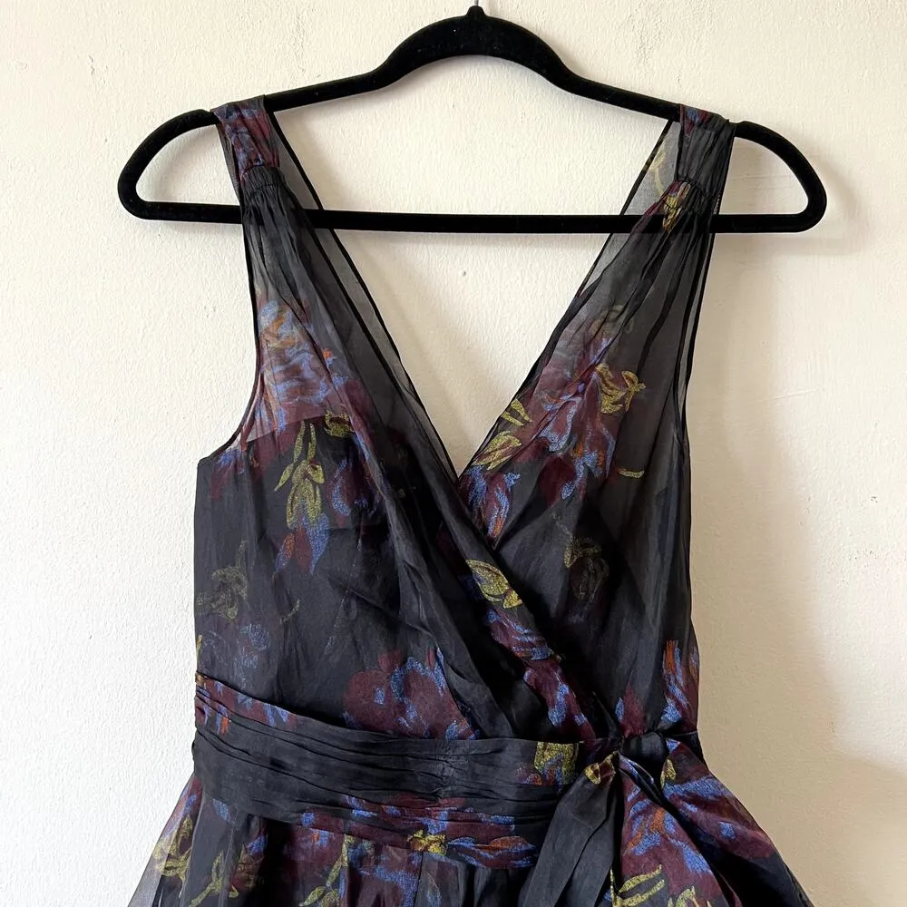 Cinq a sept maxi organza dress Bow size 6 black purple C0 - Image 5