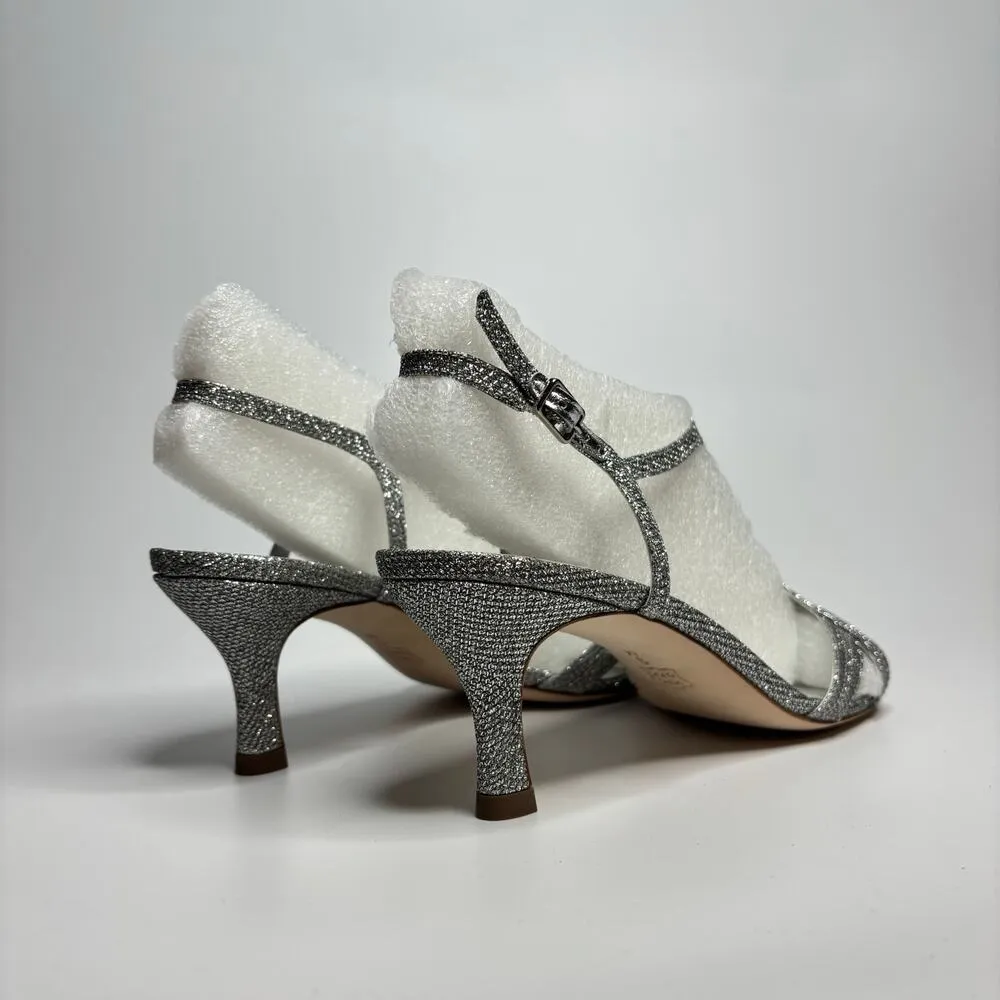 VANELi Maxine Heeled Sandals in Silver Metallic Glitter Size 9 - Image 4