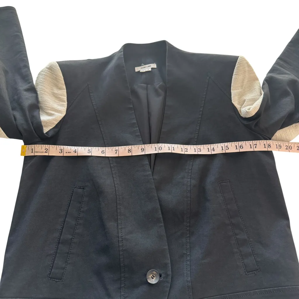 Helmut Lang Black & White Semi Cropped Structured Blazer Linen Blend 4 Designer - Image 14