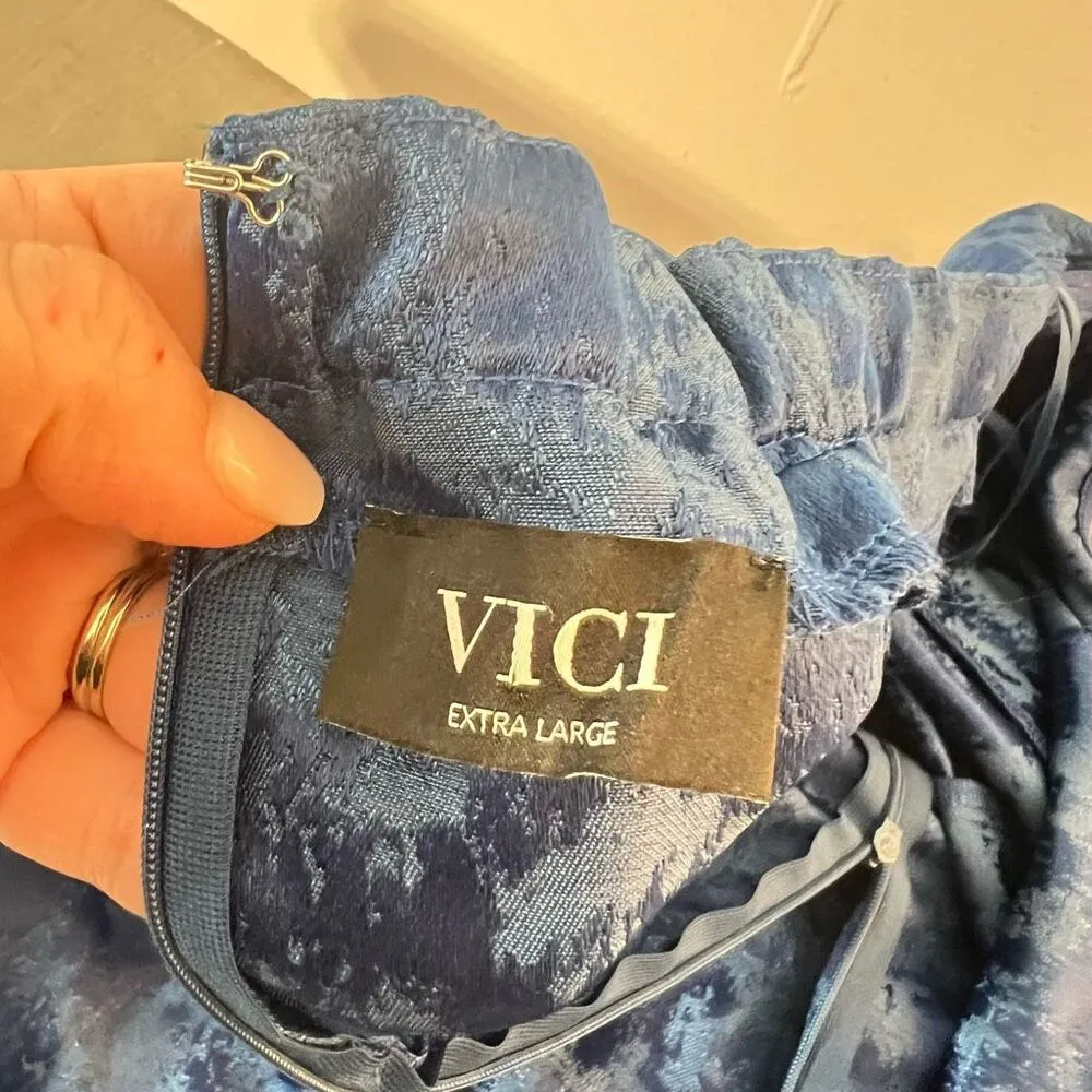 VICI Navy Strapless Textured Embossed Ruffle Elliana Maxi Dress XL - Image 8