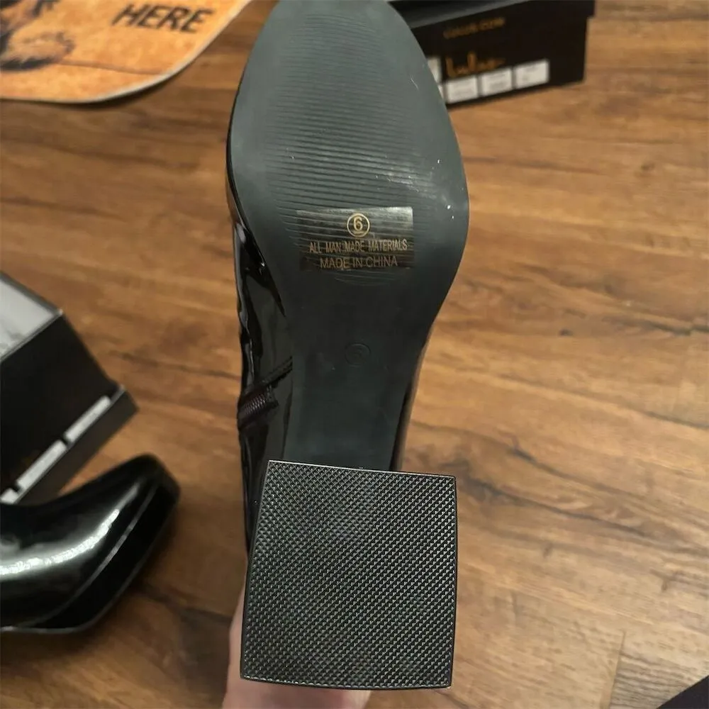 Lulus Women's Black Platform Boots Size 6 Casual Block Heel Edmen - Image 11