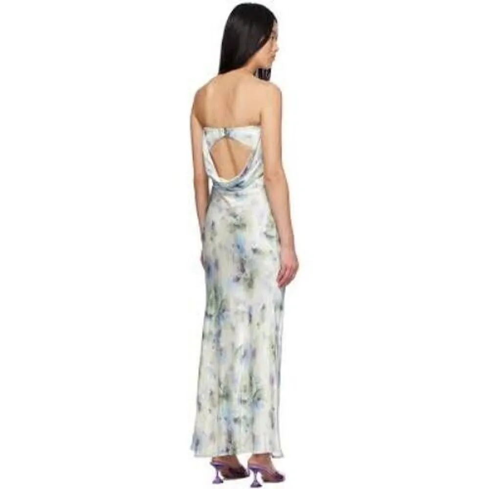 Bec & Bridge Corrine Watercolor Split Maxi Dress Women's 10 White Sleeveless A02 - Image 3