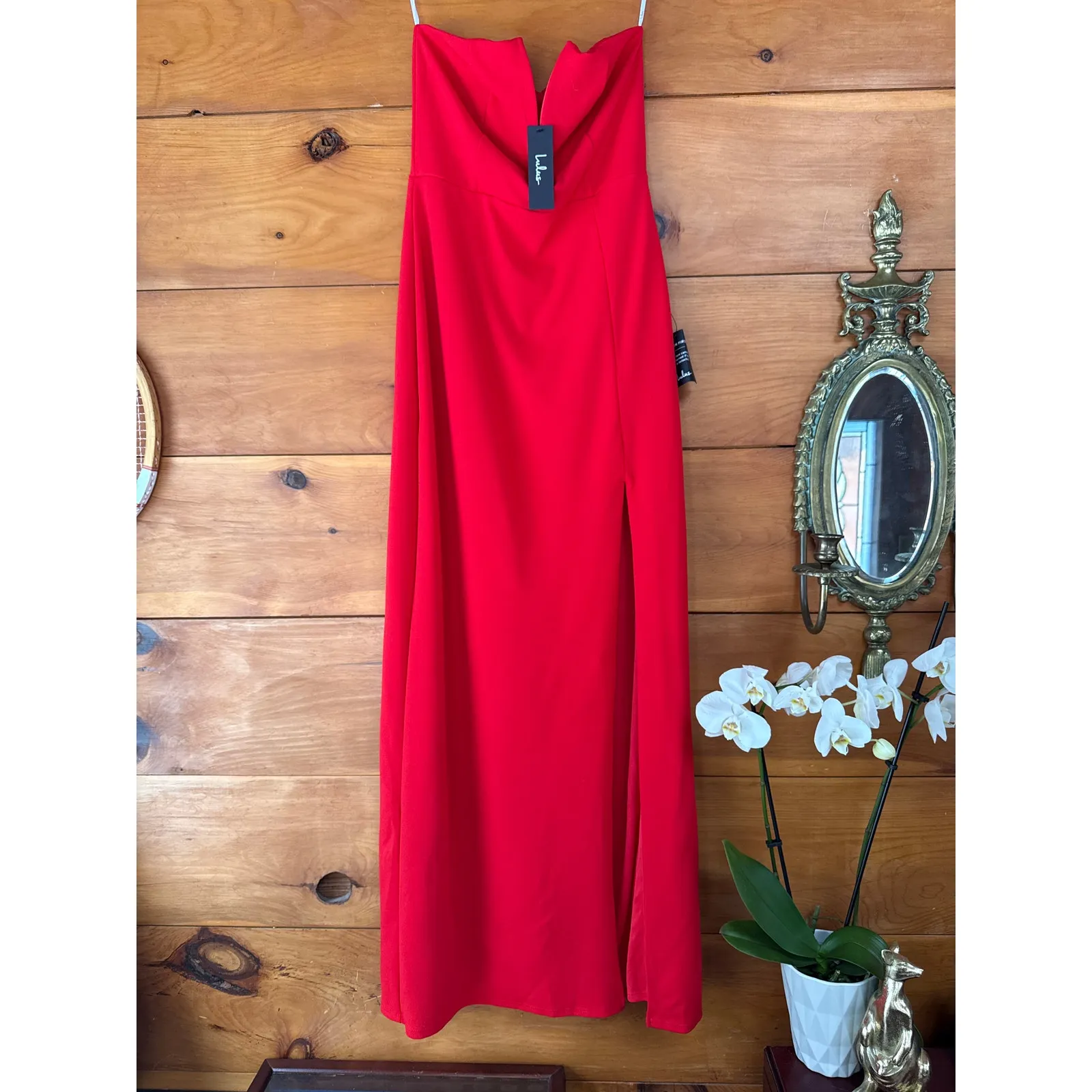 NWT Lulus Dedicated to Glamour Red Strapless Maxi Dress Gala Banquet Size M - Image 11