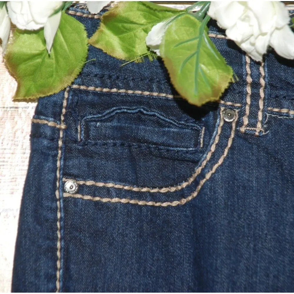 Nine West Denim Blue Jeans Size 10 W30 Straight Leg Embroidered Bling Boot - Image 4