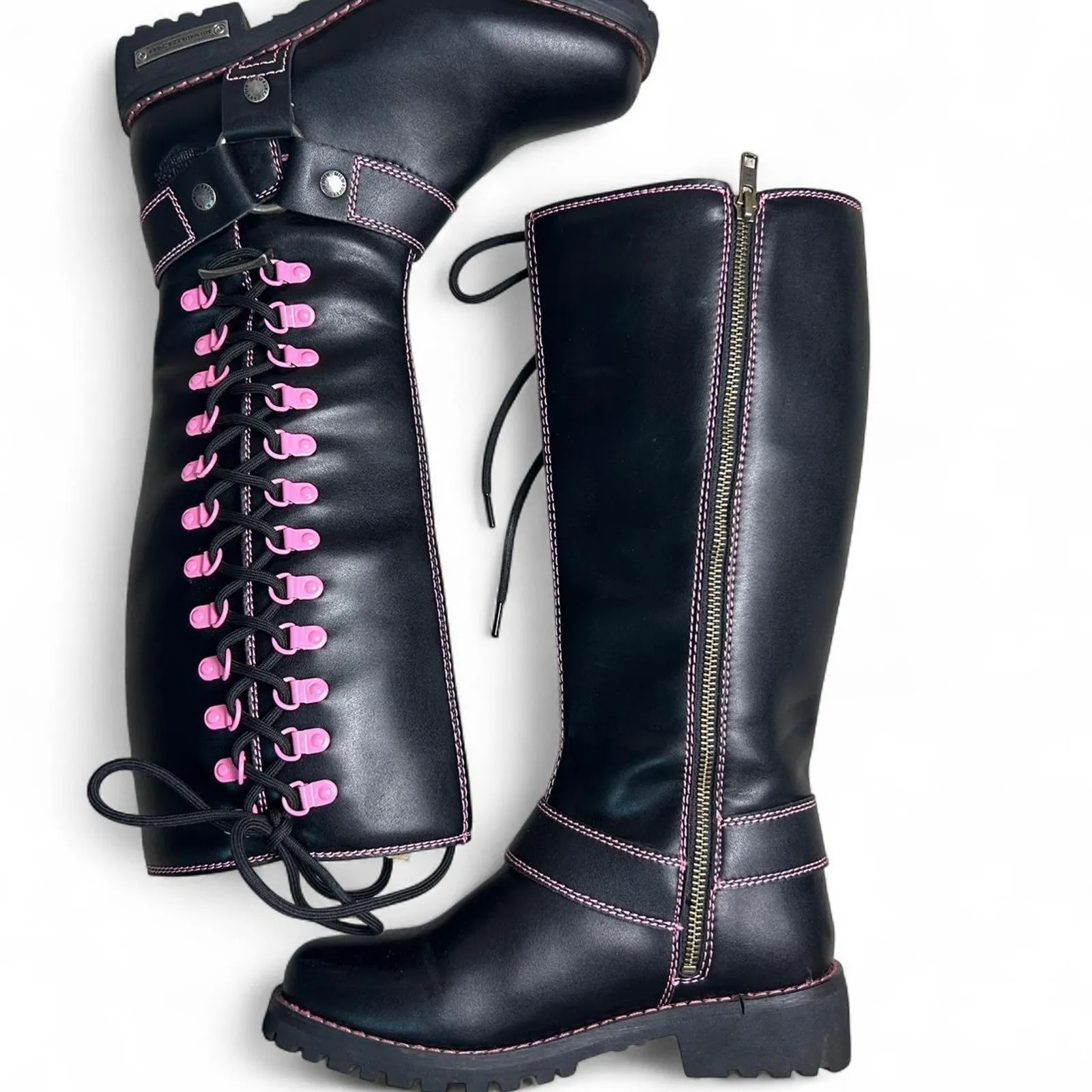 Milwaukee size 7 black leather biker boots - Image 3