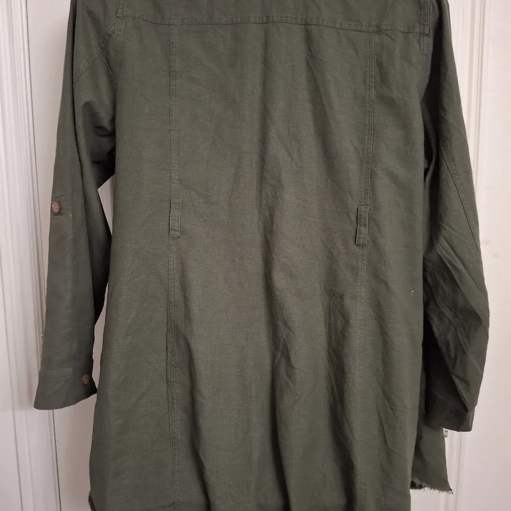 Torrid Olive Green Linen Self Tie Anorak WITHOUT Belt Plus 1 - Image 12