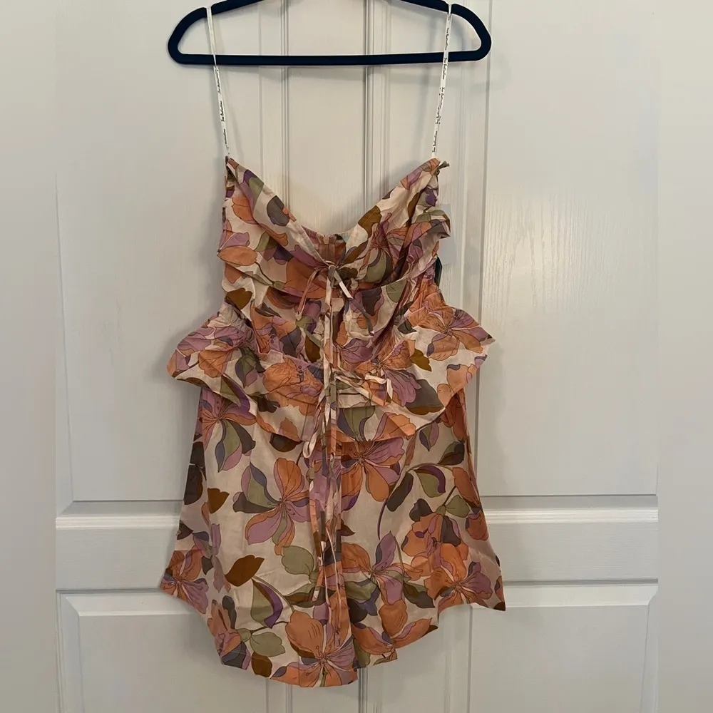 TRUE DESTINATIONS L Floral Peplum Romper in Beige Multi Saks Pink Size L - Image 3