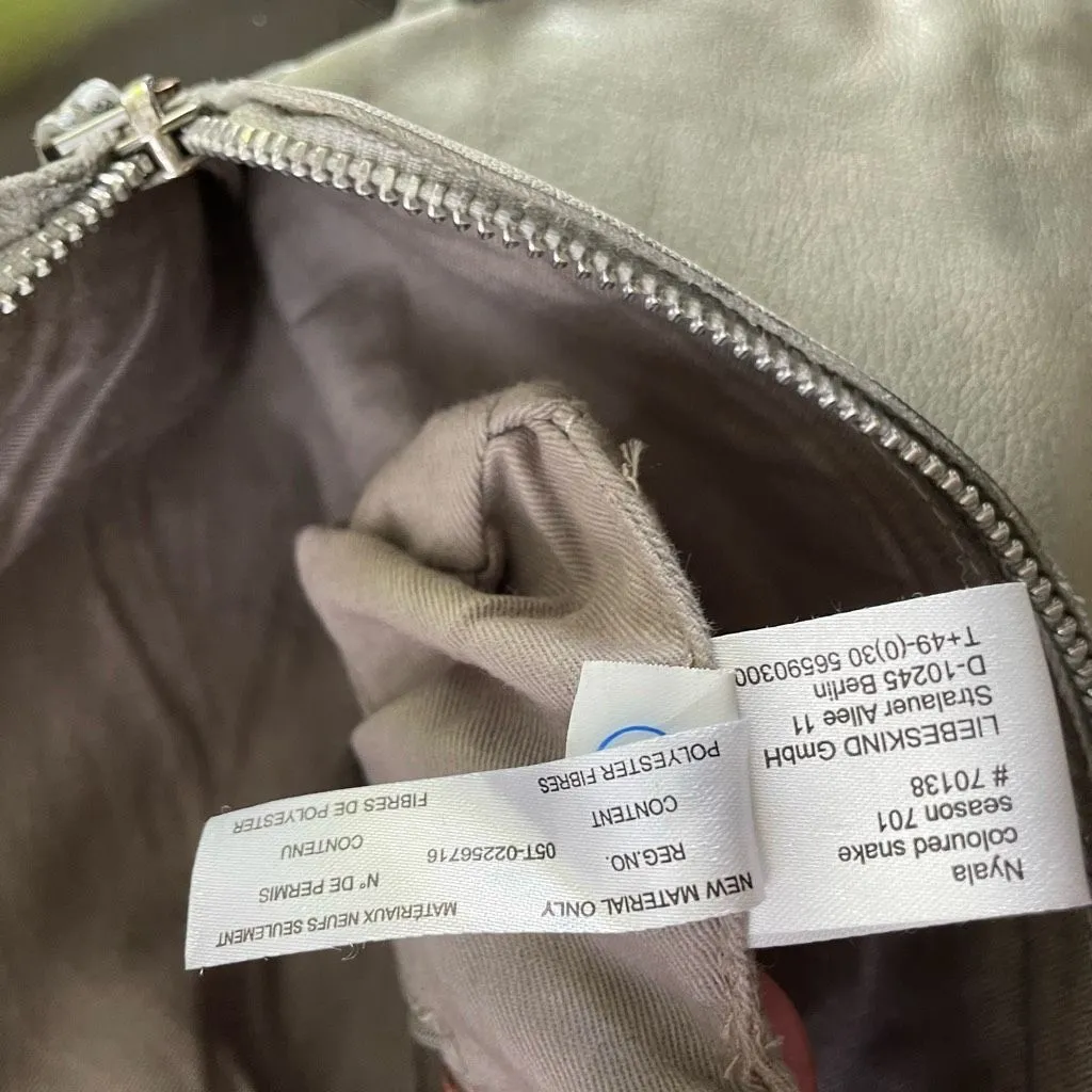 Liebeskind Berlin Nyala Goat Leather Colored Snake Crossbody Purse Bag Grey - Image 13