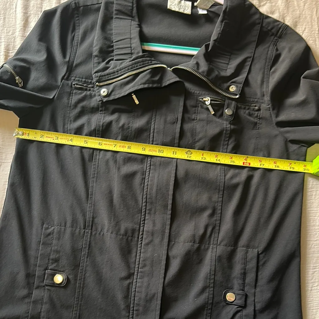 Black Utility Jacket with Collared Neckline and Long Sleeves Size 1 - Image 9