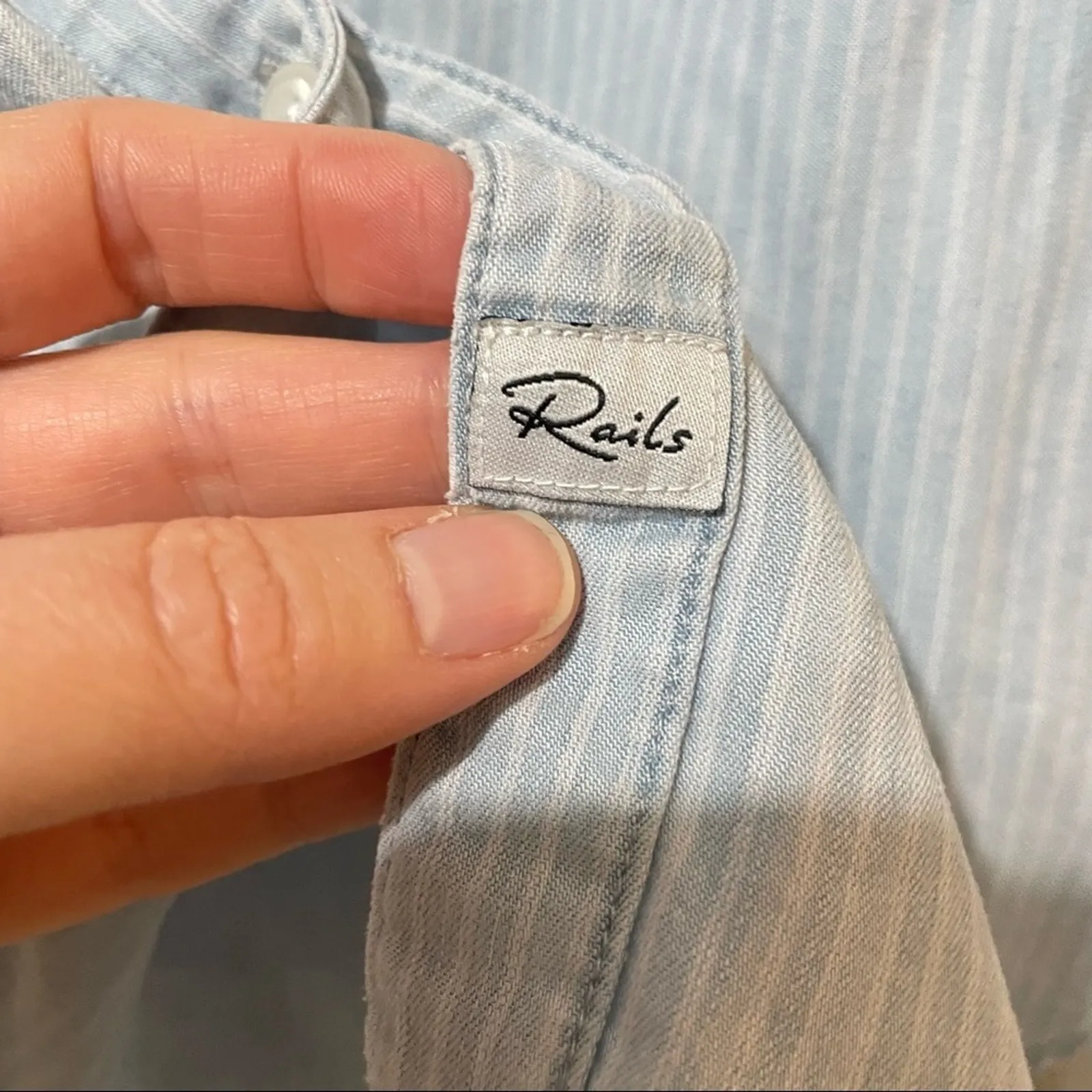 Rails Light Blue Long Sleeve Button Down Shirt Womens XS Casual Blouse Classic - Image 6
